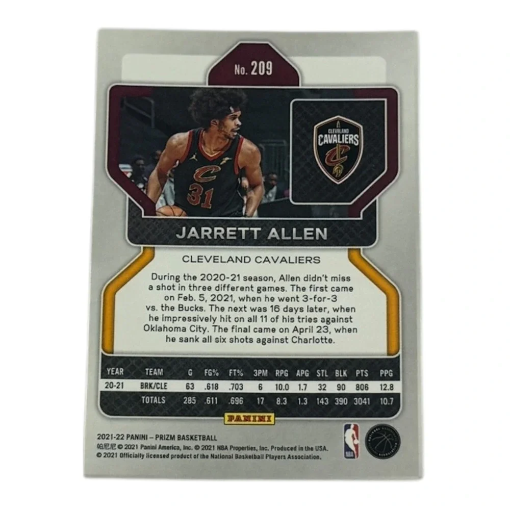 2021 Panini Prizm Basketball Card Jarrett Allen Cleveland Cavaliers No‎ 209